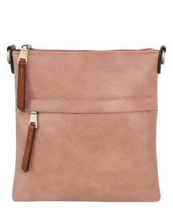 Fashion Zip Pocket Crossbody Bag LHU451 DARK BLUSH